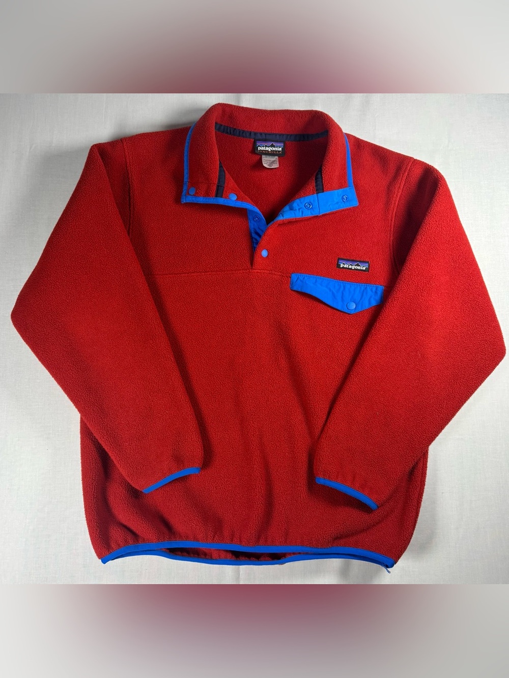 Patagonia Synchilla Snap T Fleece Pullover Mens XS Red Blue